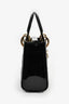 Christian Dior 2020 Black Patent Leather Mini Lady Dior Bag With Strap
