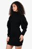 Louis Vuitton 2020 Black Wool Cold Shoulder Puff Sleeve Mini Dress Size S