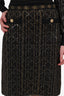 Pre-Loved Chanel™ Black/Gold Wool Sequin Metallic Embroidered Cropped Long Sleeve Top +  Skirt Size 36