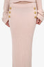 Balmain Pink Knit Long Sleeve Cropped Off Shoulder Turtleneck Sweater + Pencil Skirt Size 38