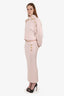 Balmain Pink Knit Long Sleeve Cropped Off Shoulder Turtleneck Sweater + Pencil Skirt Size 38