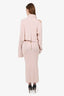 Balmain Pink Knit Long Sleeve Cropped Off Shoulder Turtleneck Sweater + Pencil Skirt Size 38
