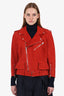 Alexander McQueen Red Leather Biker Jacket Size 46