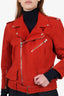 Alexander McQueen Red Leather Biker Jacket Size 46