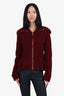 Alexander McQueen Burgundy Knit Peplum Zip Up Sweater Size L
