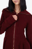 Alexander McQueen Burgundy Knit Peplum Zip Up Sweater Size L