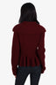 Alexander McQueen Burgundy Knit Peplum Zip Up Sweater Size L