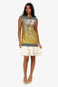 Louis Vuitton Grey/White Knit/Silk Sequined Sleeveless Mini Dress Size XS