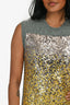 Louis Vuitton Grey/White Knit/Silk Sequined Sleeveless Mini Dress Size XS