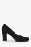 Giorgio Armani Black Satin Square Toe Heels Size 38.5