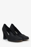 Giorgio Armani Black Satin Square Toe Heels Size 38.5