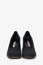 Giorgio Armani Black Satin Square Toe Heels Size 38.5
