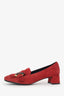 Erdem Red Suede Crystal Detail Block Heels Size 38
