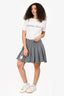 Thom Browne Grey Knit Pleated 3 Stripe Mini Skirt Size 40