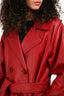 Veda X Reformation Red Lamb Leather Belted Trench Coat Size XL