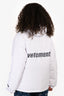 Vetements White Logo Printed Down Jacket Size M