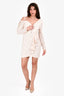 Self-Portrait Ivory Cold-Shoulder Ruffled Sequin Embellished Tulle Mini Dress Size 8