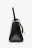 Delvaux Black/White Leather Brilliant Mini Top Handle Bag With Strap