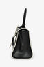 Delvaux Black/White Leather Brilliant Mini Top Handle Bag With Strap