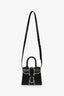 Delvaux Black/White Leather Brilliant Mini Top Handle Bag With Strap