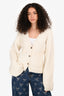 Khaite Cream Cashmere Ribbed Scarlet Cardigan Size S