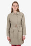 Burberry London Vintage Beige Nylon Single Breasted Jacket With Belt Size XS