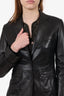 Burberry London Vintage Black Leather Blazer Jacket Size 2 US