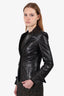 Burberry London Vintage Black Leather Blazer Jacket Size 2 US