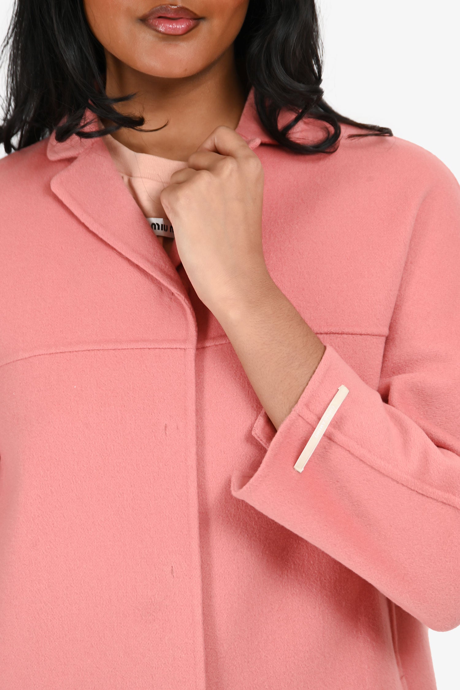 S'Max Mara Pink Virgin Wool Cucito A Mano Mid Length Coat Size 4