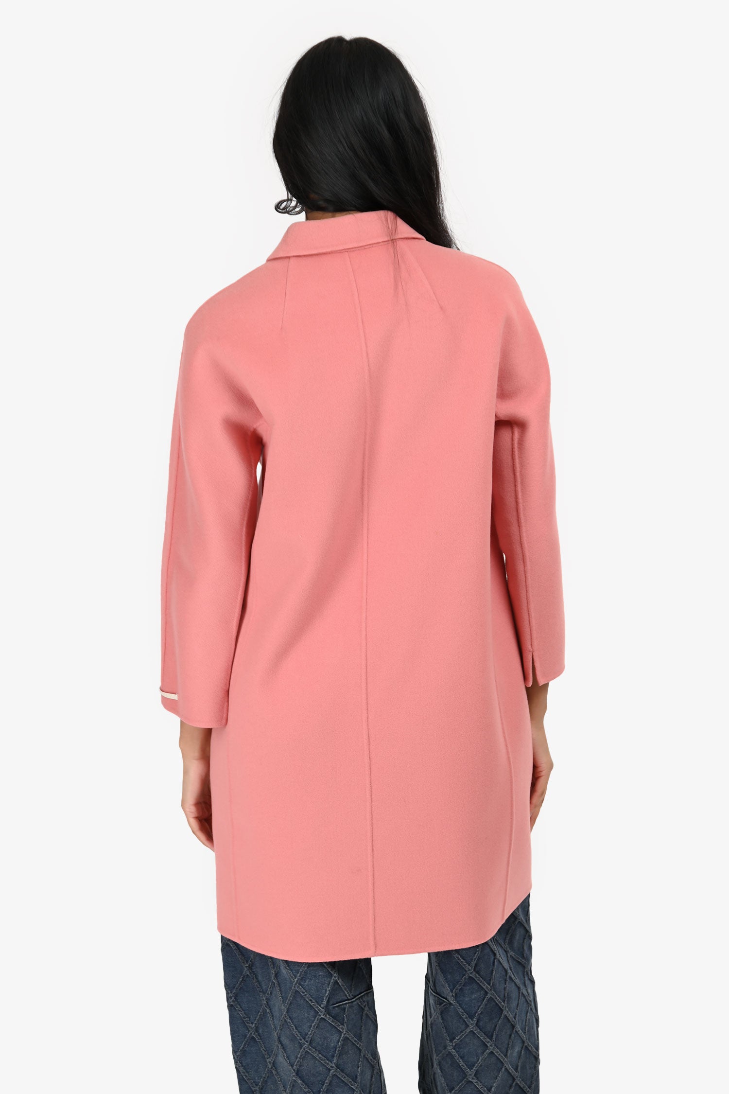 S'Max Mara Pink Virgin Wool Cucito A Mano Mid Length Coat Size 4