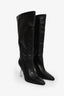 Raye Black Leather Clear Heel Knee High Boots Size 7.5
