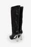 Raye Black Leather Clear Heel Knee High Boots Size 7.5