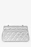 Pre-Loved Chanel™ 2025 Silver Leather Quilted 'O' Phone Holder with Chain