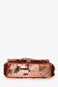 Fendi Pink Sequin FF Mini Baguette Bag With Strap
