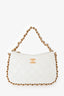 Pre-Loved Chanel™ 2023 White Leather Mini Chain CC Round Hobo Bag GHW