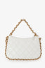 Pre-Loved Chanel™ 2023 White Leather Mini Chain CC Round Hobo Bag GHW