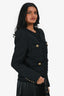 Balmain Black Tweed Wool Blend Gold Button Single Breasted Jacket Size 40