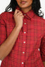 Burberry Red Cotton Nova Check Quarter Sleeve Button Down Shirt Size S