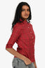 Burberry Red Cotton Nova Check Quarter Sleeve Button Down Shirt Size S