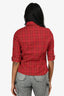 Burberry Red Cotton Nova Check Quarter Sleeve Button Down Shirt Size S