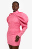 Rotate Birger Christensen Pink Patterned Crepe Mock Neck Dress Size 14