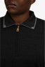 Versace Grey/Black Wool Polo Quarter Zip Sweater Size XL Mens