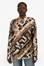 Versace Brown/Black Patterned Silk Button Up Long Sleeve Blouse Size 42 Mens