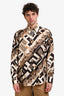 Versace Brown/Black Patterned Silk Button Up Long Sleeve Blouse Size 42 Mens