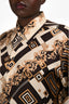 Versace Brown/Black Patterned Silk Button Up Long Sleeve Blouse Size 42 Mens