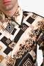 Versace Brown/Black Patterned Silk Button Up Long Sleeve Blouse Size 42 Mens