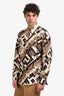 Versace Brown/Black Patterned Silk Button Up Long Sleeve Blouse Size 42 Mens
