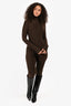 Norma Kamali Brown Spandex Full Body Mock Neck Suit Size 36