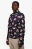 Valentino Navy/Red Floral Patterned Bomber Windbreaker Jacket Size 42 Mens