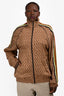 Gucci Brown/Multicolour GG Pattered Collared Bomber Jacket Size M